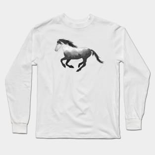 Dramabite Wild Horse Mustang Equine Double Exposure Wildlife Animal Long Sleeve T-Shirt